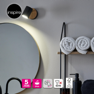 Spot salle de bain INSPIRE Malabe orientable métal bois noir