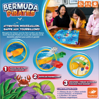 Asmodee - Foxmind Bermuda Pirates - Jeux de Société pour Enfants dès 7 ans - Jeu de Plateau Fun pour Jouer en Famille - Exerce Mémoire et Dextérité - 2 à 4 Joueurs - 20 Min - Version française