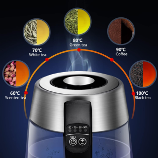 Aigostar Cris - Bouilloire en verre Température Réglable 2200W, 1.7L