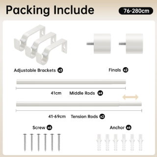 Tringles à rideaux extensibles 76-208 cm, diamètre 19 mm
