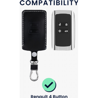 Étui à clés de voiture kwmobile pour clé de voiture Renault Smartkey à 4 boutons (Keyless Go uniquement) - Boîtier de clé de voiture en noir brillant