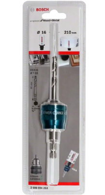  Bosch Professional 1x Adaptateur Power Change Plus (Interface hexagone de 3/8“, Foret HSS-G Ø 7.15 x 85 mm, Accessoire pour Scie Trépan)