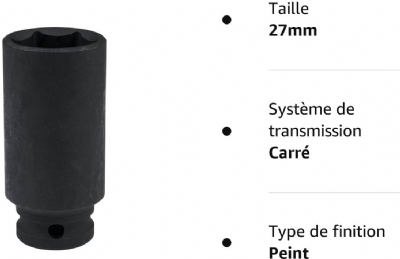 Douille longue à chocs 6 pans 27mm KS TOOLS 515.1127 