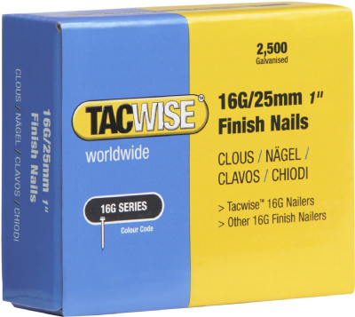 Tacwise 0666 Clous de Finition Galvanisés de Type 16G / 25 mm, Lot de 2500
