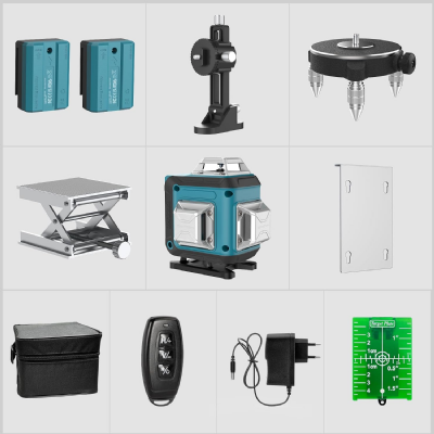 Niveau Laser Autonivelant Vert 4 x 360°, Laser Chantier 4D 16 Lignes,