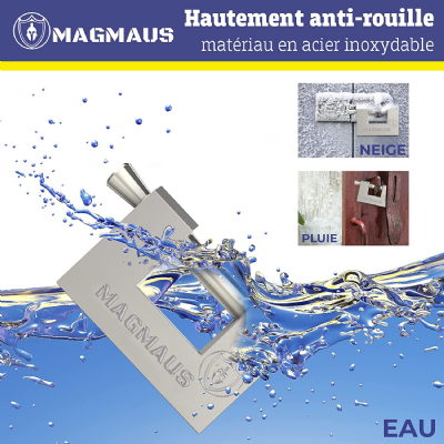 Magmaus® RTL/80 [Anti-rouille] Cadenas d'extérieur ultra résistant 3 clés [Haute sécurité] [Acier inoxydable] résistant aux intempéries - Idéal pour...