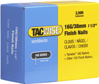 Tacwise 0296 Clous de Finition Galvanisés de Type 16G / 38 mm, Boîte de 2500