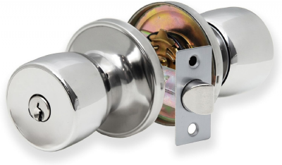 XFORT Tulip Entrance Knob – Poignée de Porte avec Serrure et Clé – Poignée pour Porte Intérieure en Bois avec Verrou – Finition Chrome Poli – Kit Complet