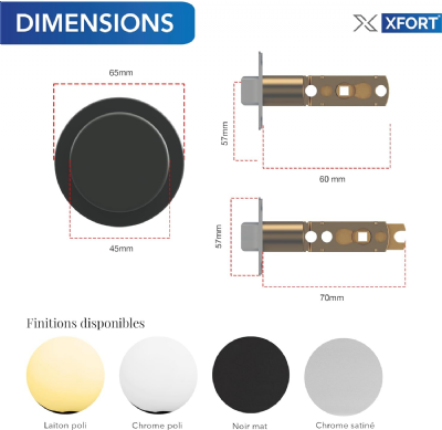 XFORT Tulip Entrance Knob – Poignée de Porte avec Serrure et Clé – Poignée pour Porte Intérieure en Bois avec Verrou – Finition Chrome Poli – Kit Complet