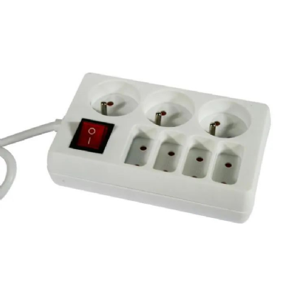 Bloc 7 prises avec interrupteur blanc 