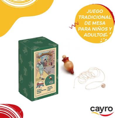 Cayro - Toupie - + 8 Ans - Boîte Style rétro et Sac en Tissu  - Fabriqué en Bois - pour 1 Joueur 