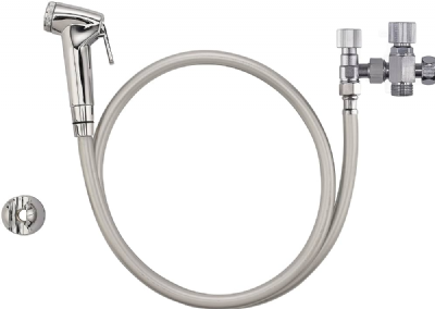 Kit Hygiène WC Douchette + Robinet 3 voies + Flexible + Support Mural NOYON & THIEBAULT, lisse