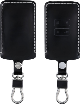 Étui à clés de voiture kwmobile pour clé de voiture Renault Smartkey à 4 boutons (Keyless Go uniquement) - Boîtier de clé de voiture en noir brillant
