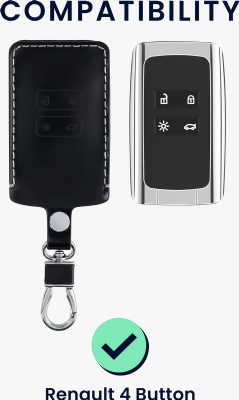 Étui à clés de voiture kwmobile pour clé de voiture Renault Smartkey à 4 boutons (Keyless Go uniquement) - Boîtier de clé de voiture en noir brillant