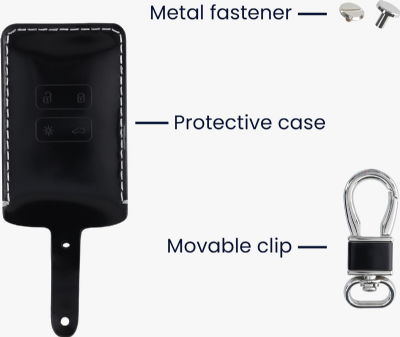 Étui à clés de voiture kwmobile pour clé de voiture Renault Smartkey à 4 boutons (Keyless Go uniquement) - Boîtier de clé de voiture en noir brillant