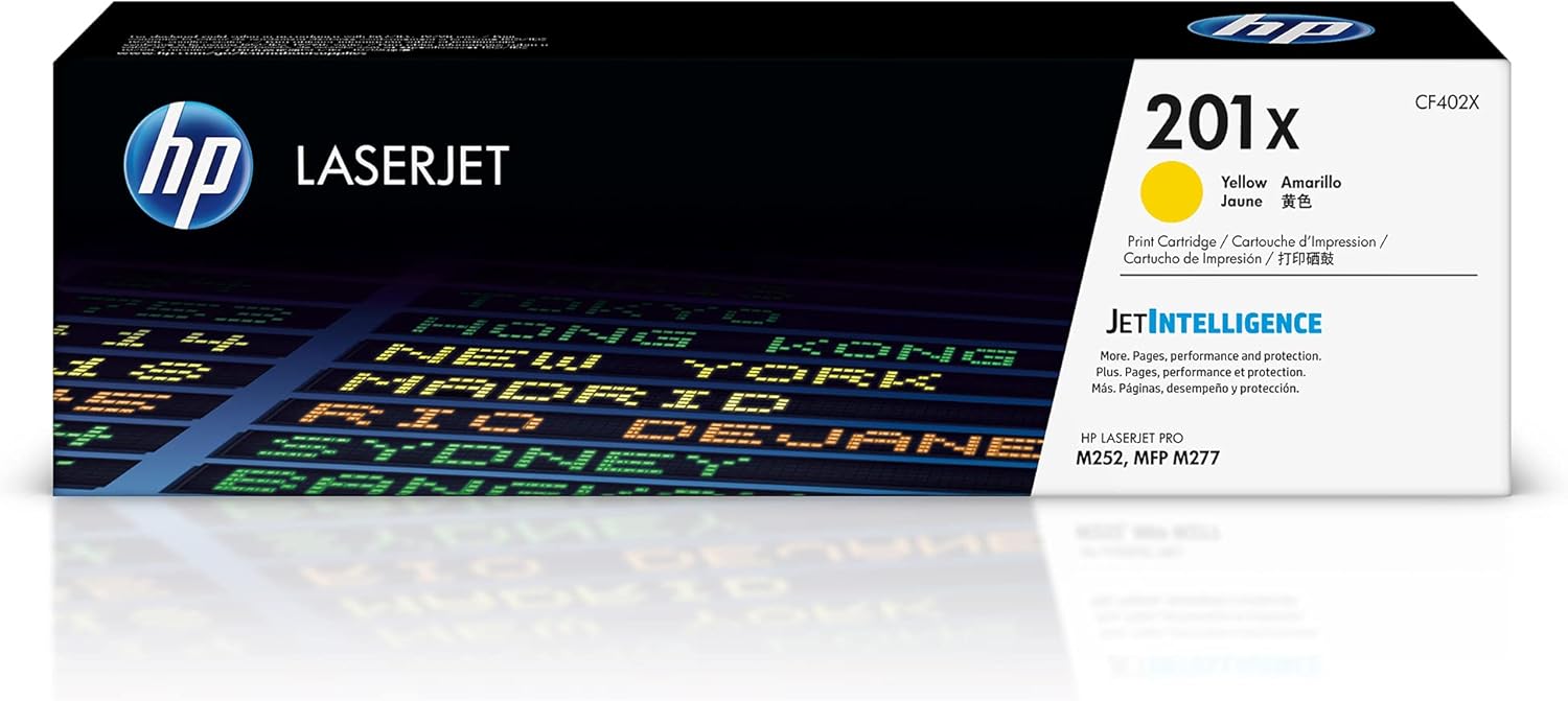 Toner jaune HP 201X CF402X haute capacité pour LaserJet Pro M252 et M277