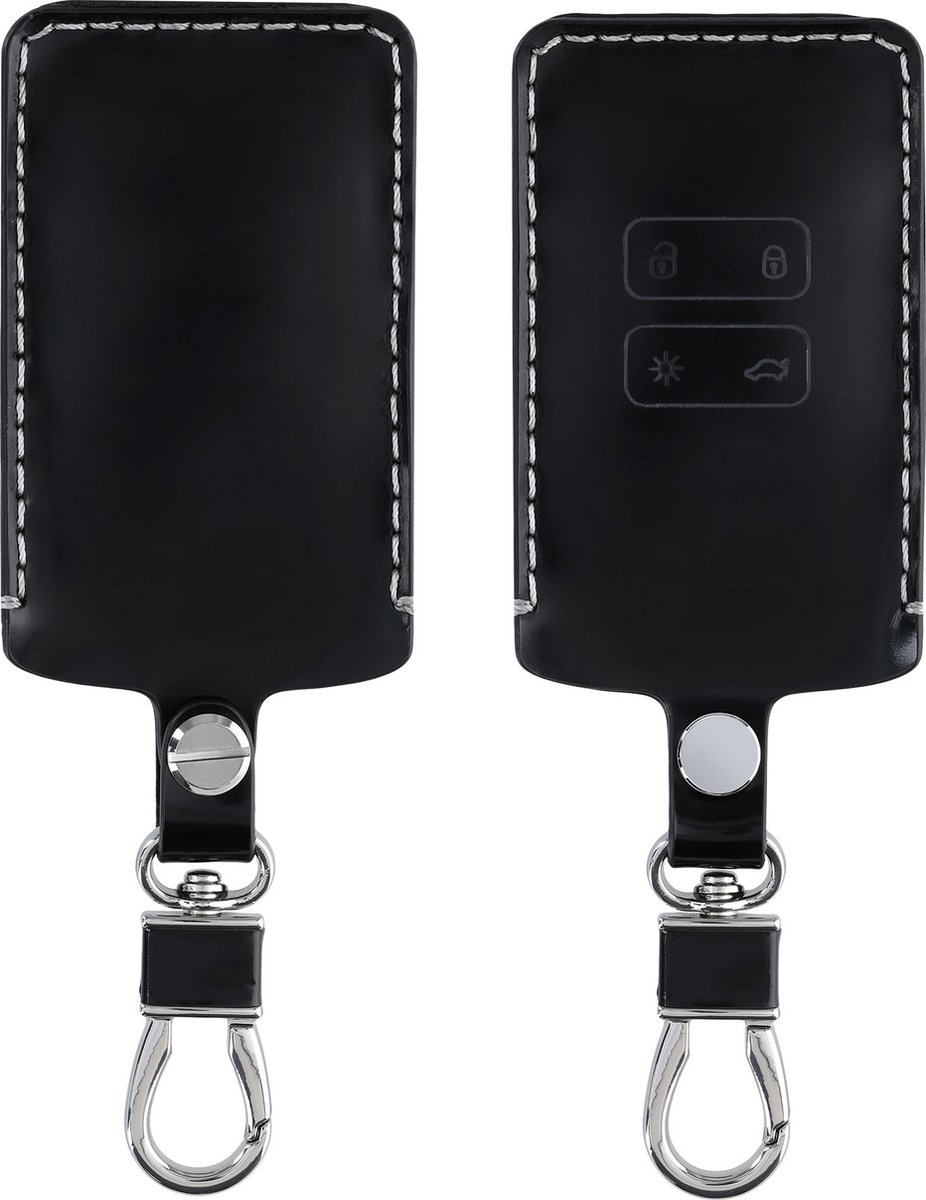 Étui à clés de voiture kwmobile pour clé de voiture Renault Smartkey à 4 boutons (Keyless Go uniquement) - Boîtier de clé de voiture en noir brillant