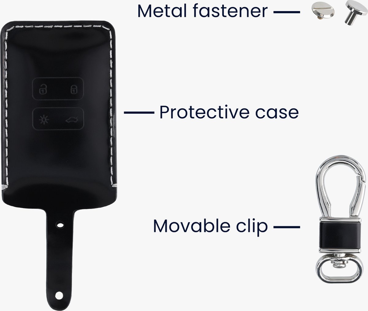 Étui à clés de voiture kwmobile pour clé de voiture Renault Smartkey à 4 boutons (Keyless Go uniquement) - Boîtier de clé de voiture en noir brillant